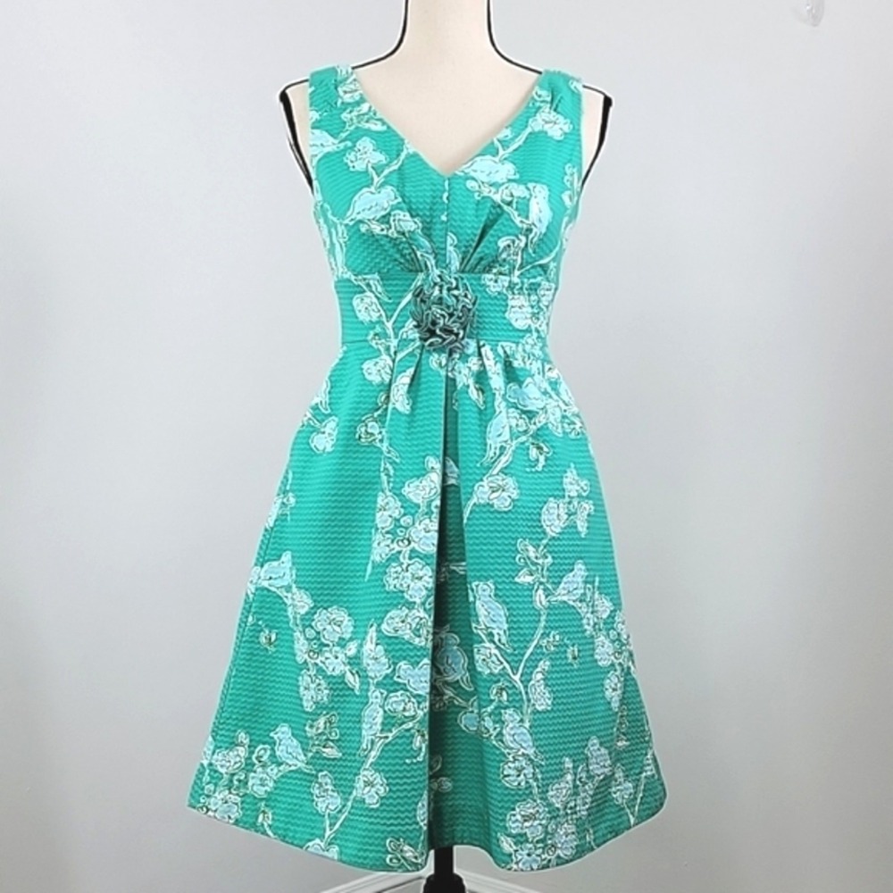 Lilly Pulitzer Parker Mini Dress Birds and the Bees Print‎ in Lagoon Green 2